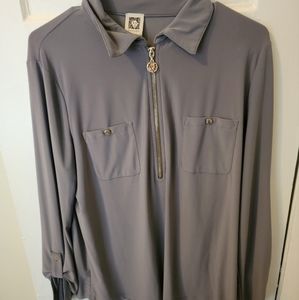 Anna Klein Gray Zipper Shirt